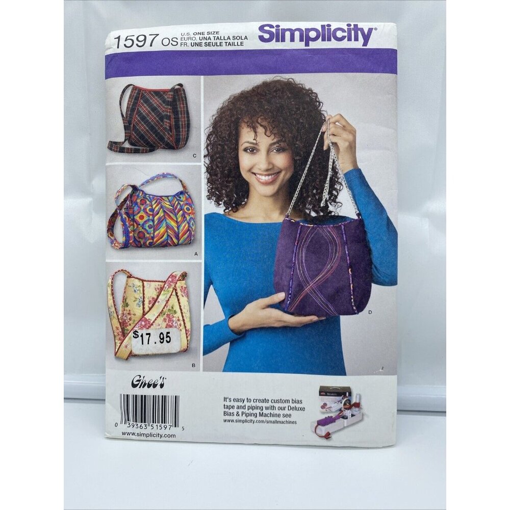 Simplicity Sewing Pattern Ghee's Bags Purses 1597 4 Styles One Size 2013 New FF